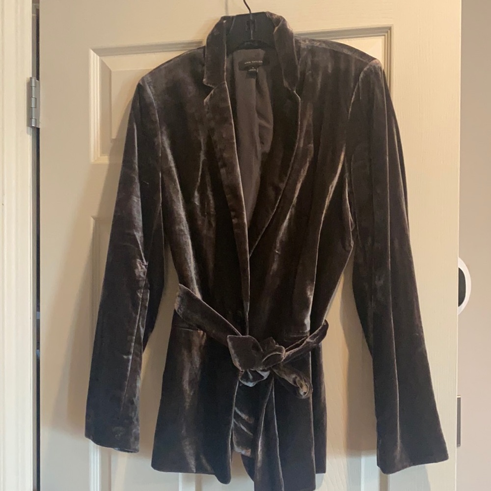 Ann Taylor Mauvy Brown Velvet Blazer Size 10